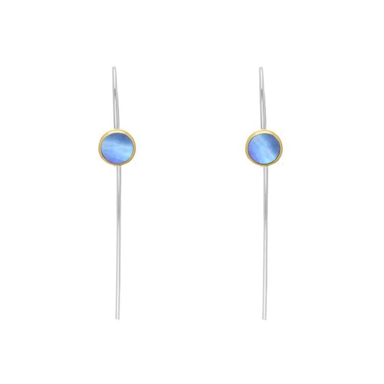 9ct Yellow Gold Sterling Silver Moonstone Stepping Stones 5mm Round Hook Earrings