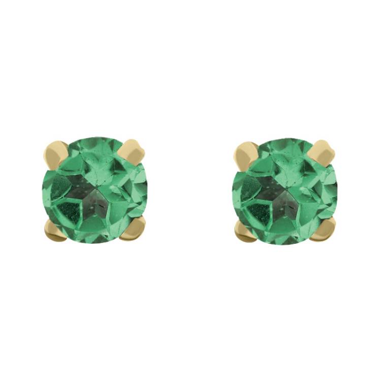 9ct Yellow Gold Sterling Silver Peridot Stepping Stones 5mm Round Claw Set Stud Earrings