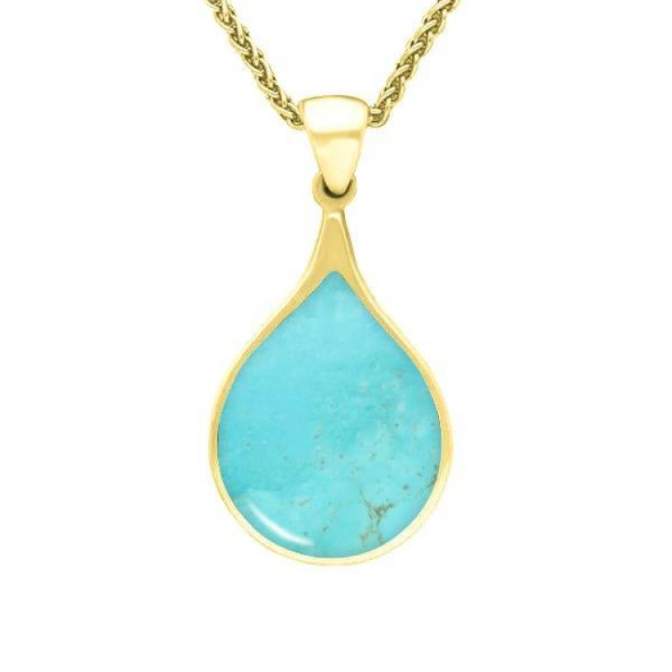 9ct Yellow Gold Turquoise Balloon Shaped Necklace