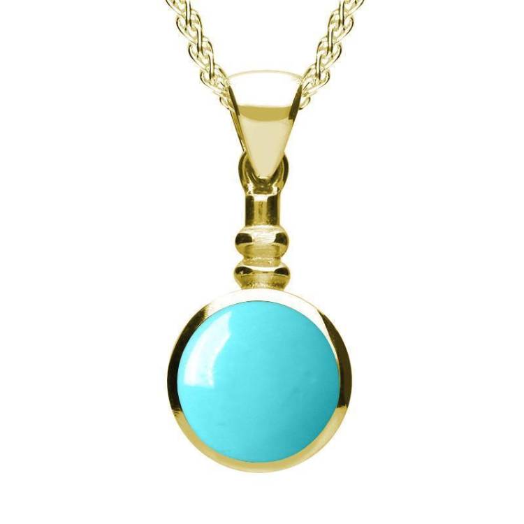 9ct Yellow Gold Turquoise Bottle Top Necklace - Yellow Gold