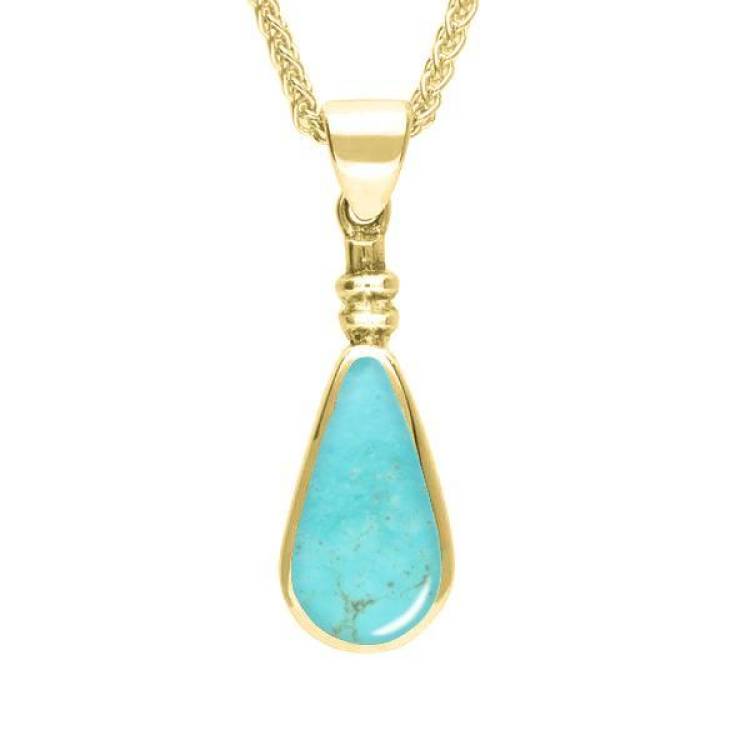 9ct Yellow Gold Turquoise Bottle Top Pear Necklace