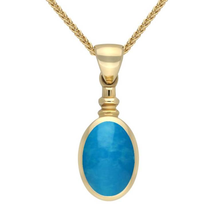 9ct Yellow Gold Turquoise Bottletop Necklace - Yellow Gold