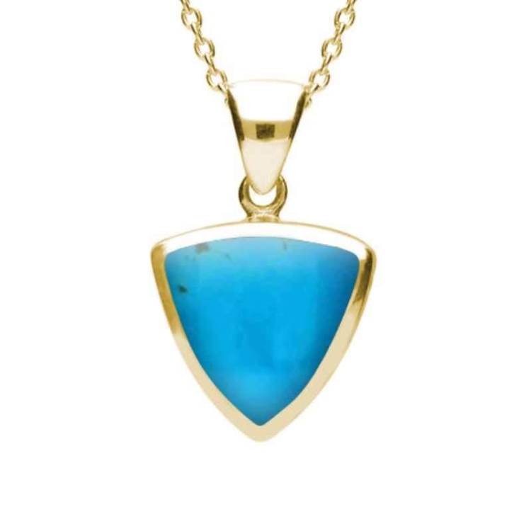 9ct Yellow Gold Turquoise Curved Triangle Necklace - Yellow Gold