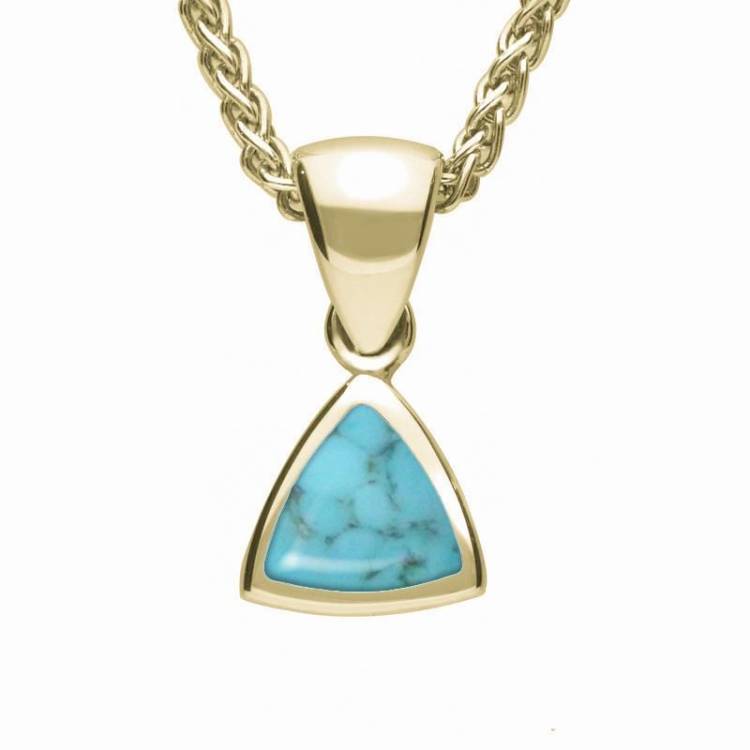 9ct Yellow Gold Turquoise Curved Triangle Small Necklace
