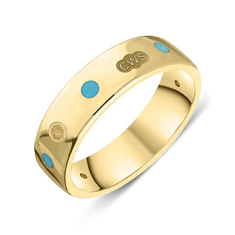 9ct Yellow Gold Turquoise King's Coronation Hallmark 6mm Ring - K