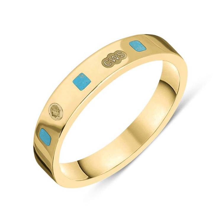 9ct Yellow Gold Turquoise King's Coronation Hallmark Princess Cut 4mm Ring - Y