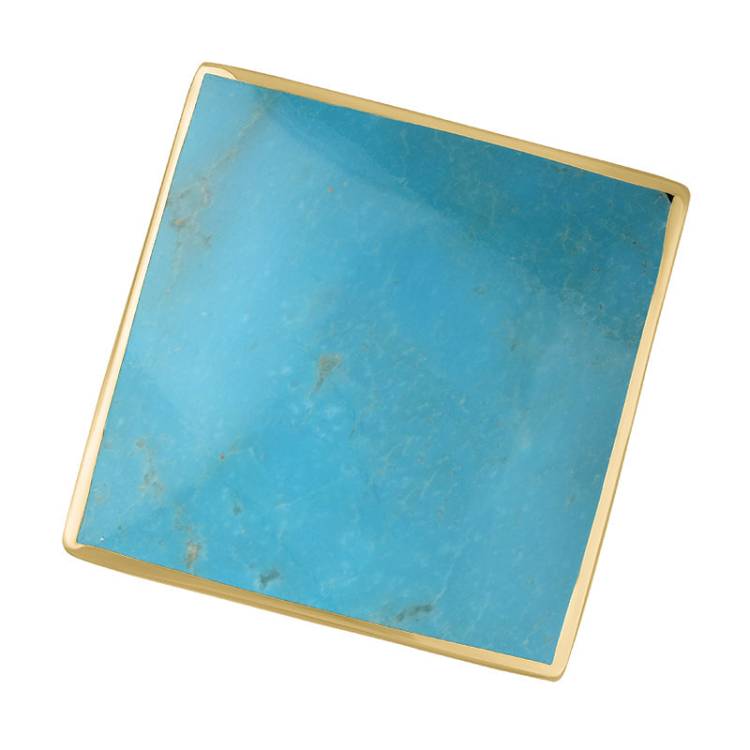 9ct Yellow Gold Turquoise King's Coronation Hallmark Large Rhombus Ring - R