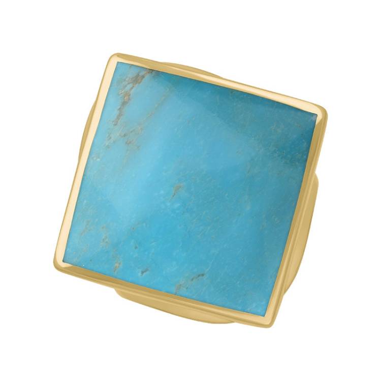 9ct Yellow Gold Turquoise King's Coronation Hallmark Medium Rhombus Ring - T