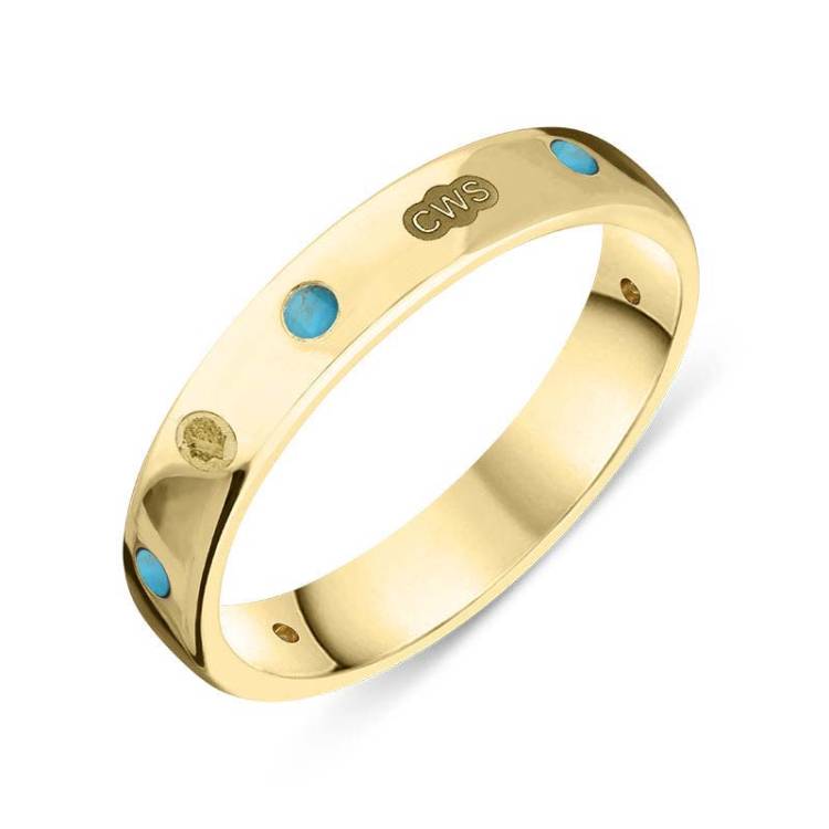 9ct Yellow Gold Turquoise King's Coronation Hallmark 4mm Ring - P