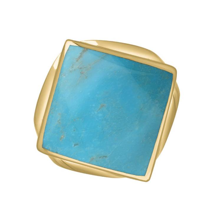 9ct Yellow Gold Turquoise King's Coronation Hallmark Small Rhombus Ring - Z