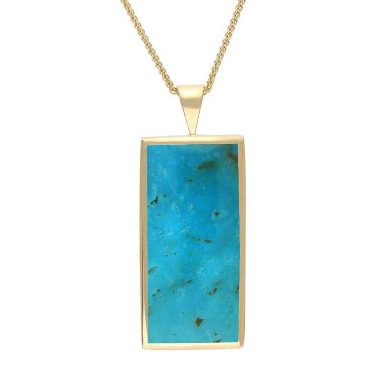 9ct Yellow Gold Turquoise Large Oblong Necklace
