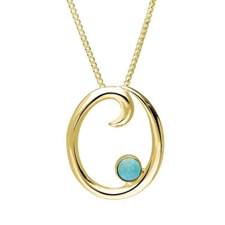 9ct Yellow Gold Turquoise Love Letters Initial O Necklace - Yellow Gold