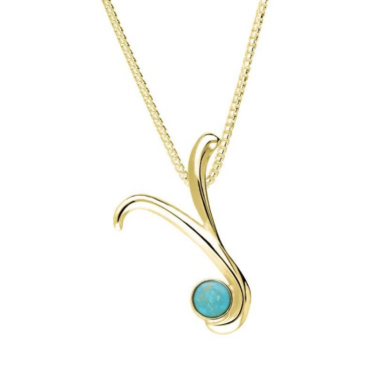 9ct Yellow Gold Turquoise Love Letters Initial Y Necklace - Yellow Gold