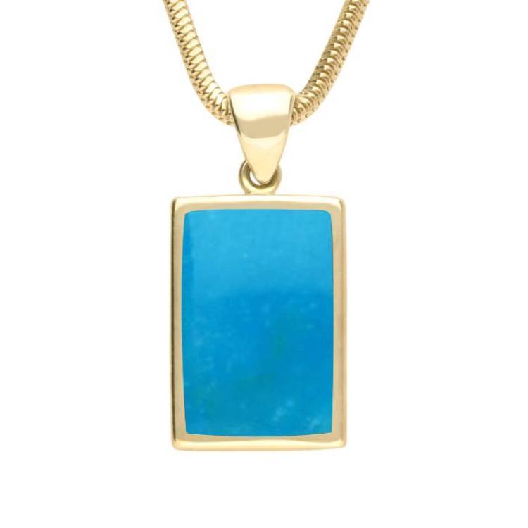 9ct Yellow Gold Turquoise Oblong Necklace