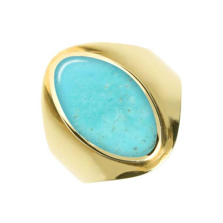 9ct Yellow Gold Turquoise Oval Ring