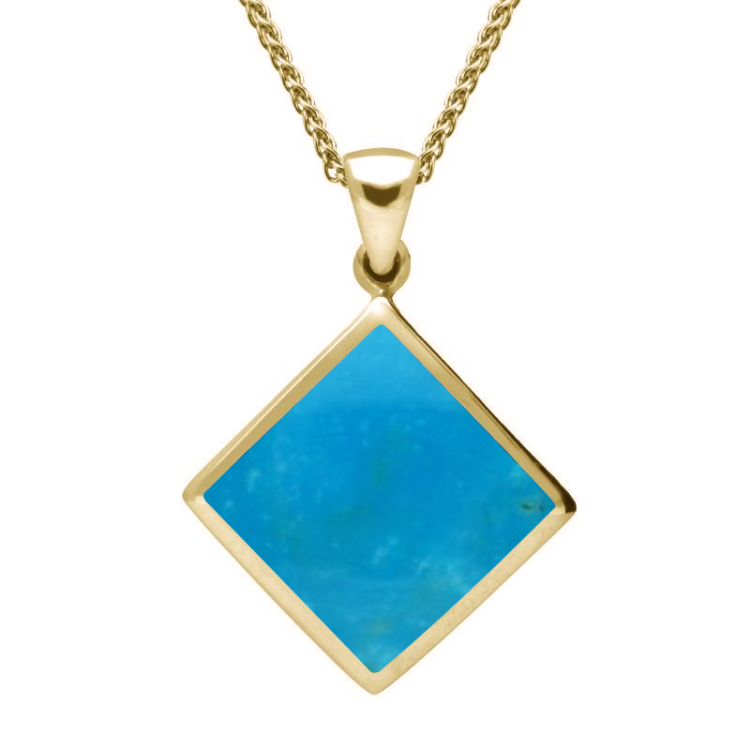 9ct Yellow Gold Turquoise Rhombus Necklace - Yellow Gold