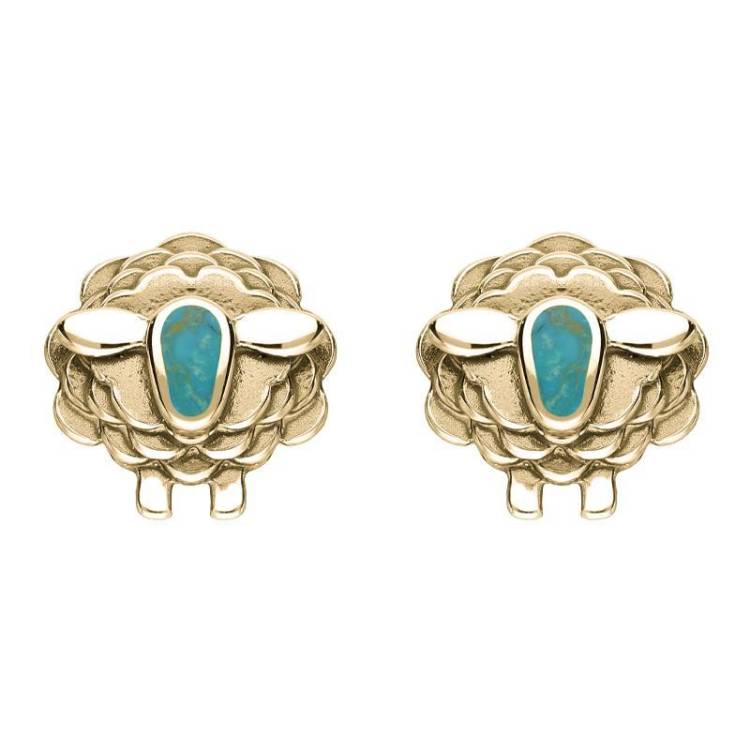 9ct Yellow Gold Turquoise Sheep Stud Earrings
