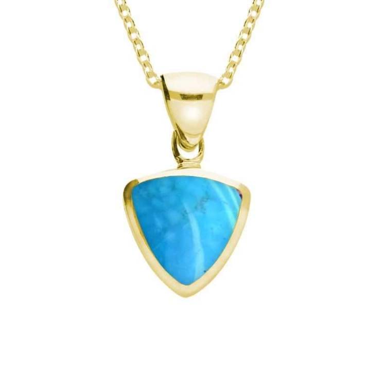 9ct Yellow Gold Turquoise Small Curved Triangle Necklace - Yellow Gold