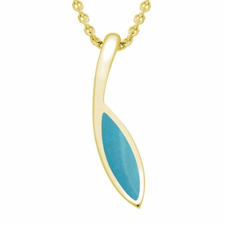 9ct Yellow Gold Turquoise Toscana Marquise Necklace - Yellow Gold
