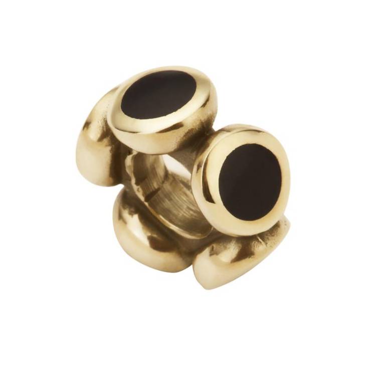 9ct Yellow Gold Whitby Jet 5 Stone Spacer Charm - Yellow Gold