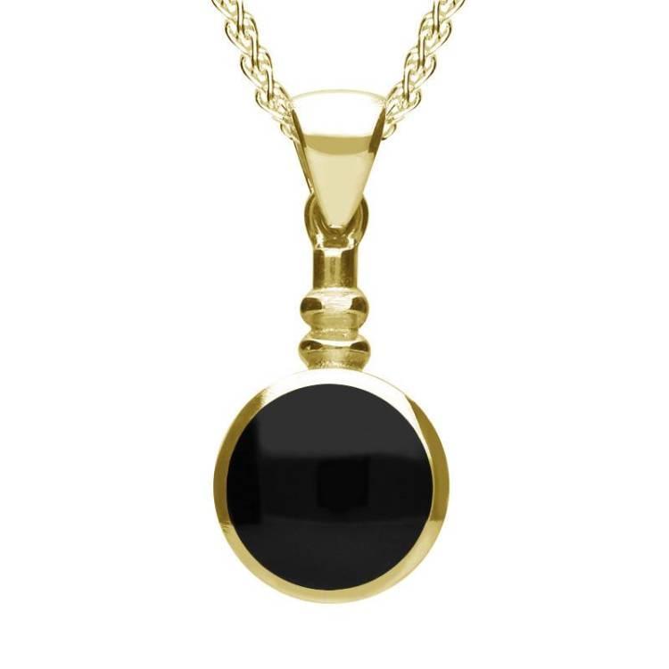9ct Yellow Gold Whitby Jet Bottle Top Necklace - Yellow Gold