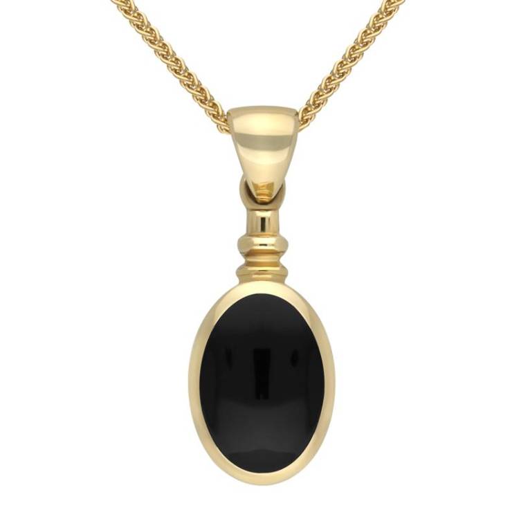 9ct Yellow Gold Whitby Jet Bottletop Necklace - Yellow Gold
