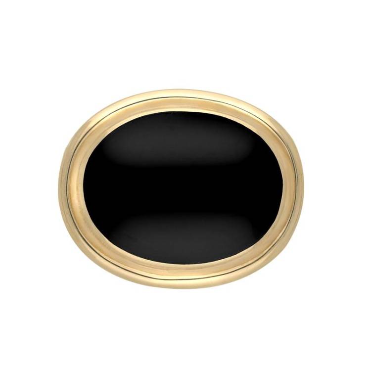 9ct Yellow Gold Whitby Jet Classic Framed Oval Brooch - Yellow Gold