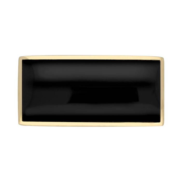 9ct Yellow Gold Whitby Jet Contemporary Oblong Brooch - Yellow Gold