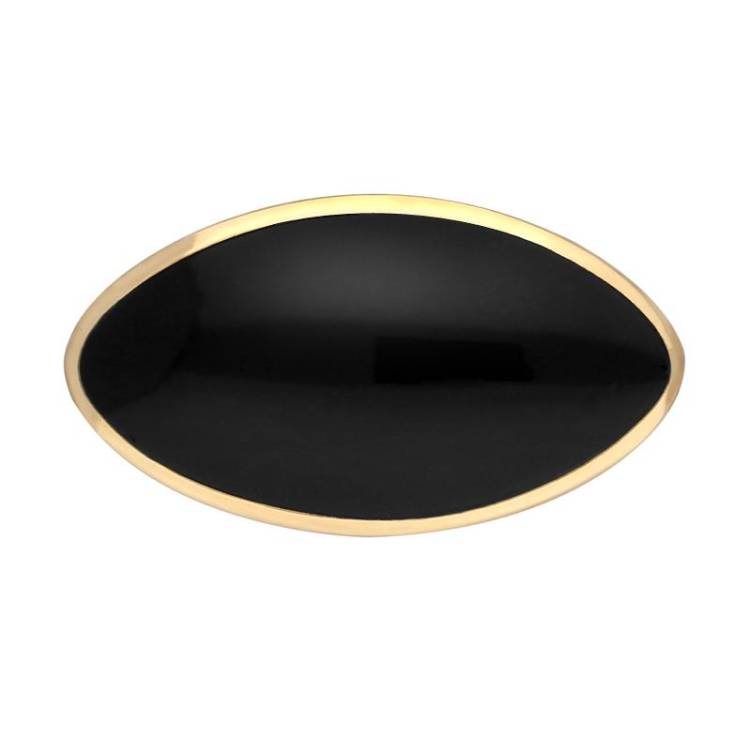 9ct Yellow Gold Whitby Jet Contemporary Oval Brooch - Yellow Gold