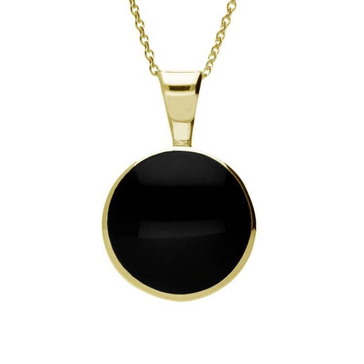 9ct Yellow Gold Whitby Jet Heritage Round Necklace - Yellow Gold