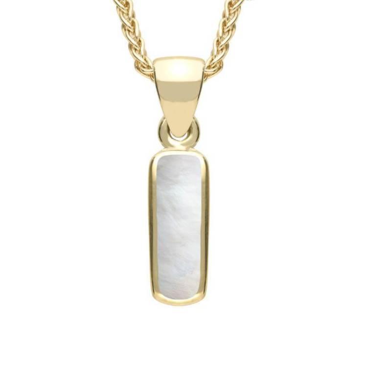 9ct Yellow Gold Mother of Pearl Dinky Oblong Necklace