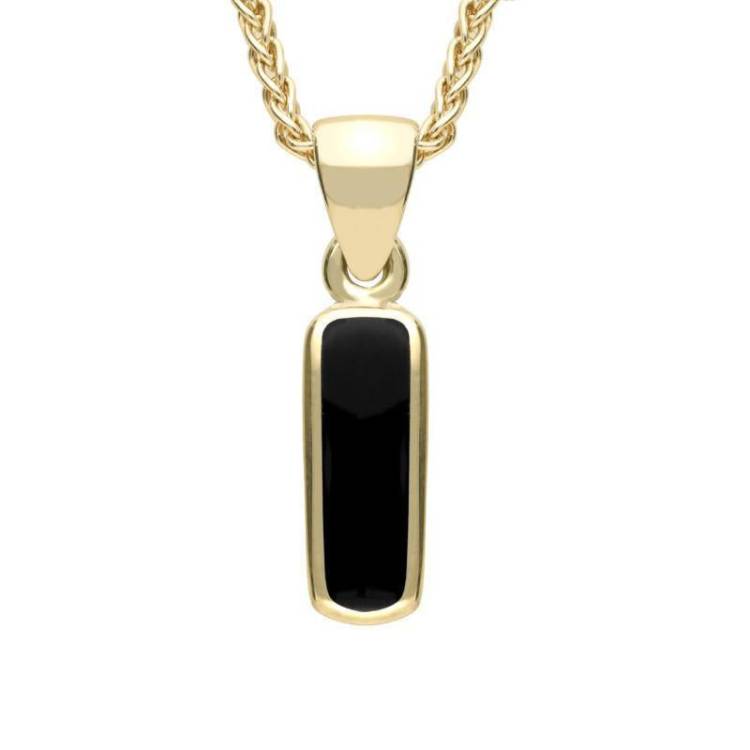 9ct Yellow Gold Whitby Jet Dinky Oblong Necklace - Yellow Gold