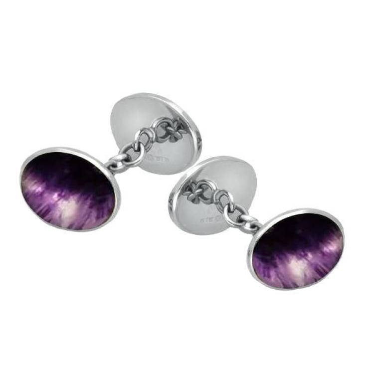 Sterling Silver Blue John Four Stone Chain Cufflinks - Option1 Value