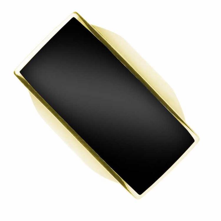 9ct Yellow Gold Whitby Jet Large Oblong Ring - Yellow Gold