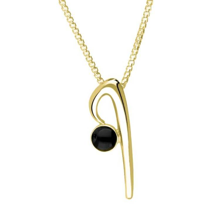 9ct Yellow Gold Whitby Jet Love Letters Initial I Necklace - Yellow Gold