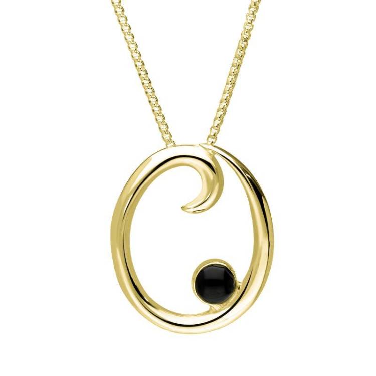 9ct Yellow Gold Whitby Jet Love Letters Initial O Necklace - Yellow Gold