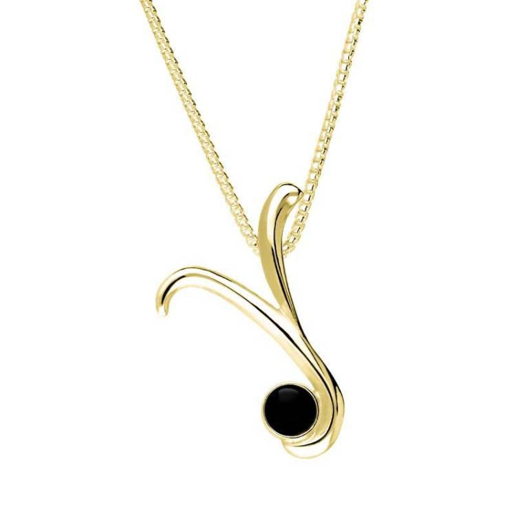 9ct Yellow Gold Whitby Jet Love Letters Initial Y Necklace - Yellow Gold