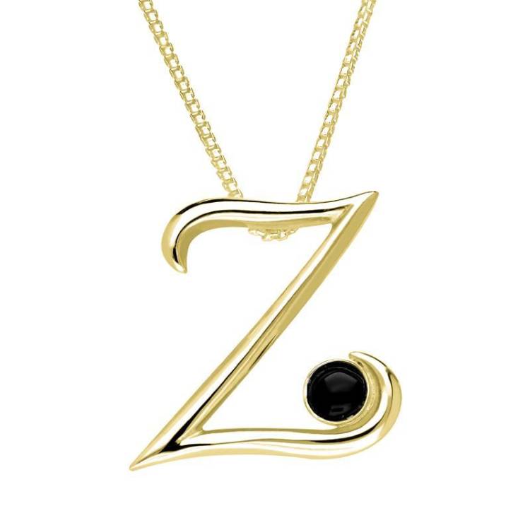 9ct Yellow Gold Whitby Jet Love Letters Initial Z Necklace - Yellow Gold