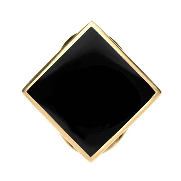 9ct Yellow Gold Whitby Jet Medium Rhombus Ring - Yellow Gold