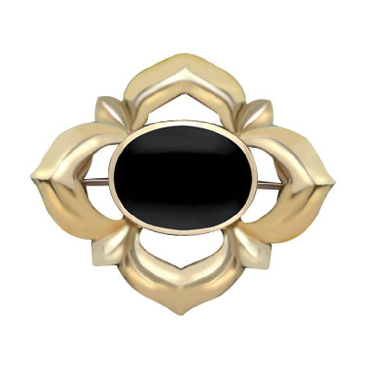 9ct Yellow Gold Whitby Oval Star Brooch - Yellow Gold