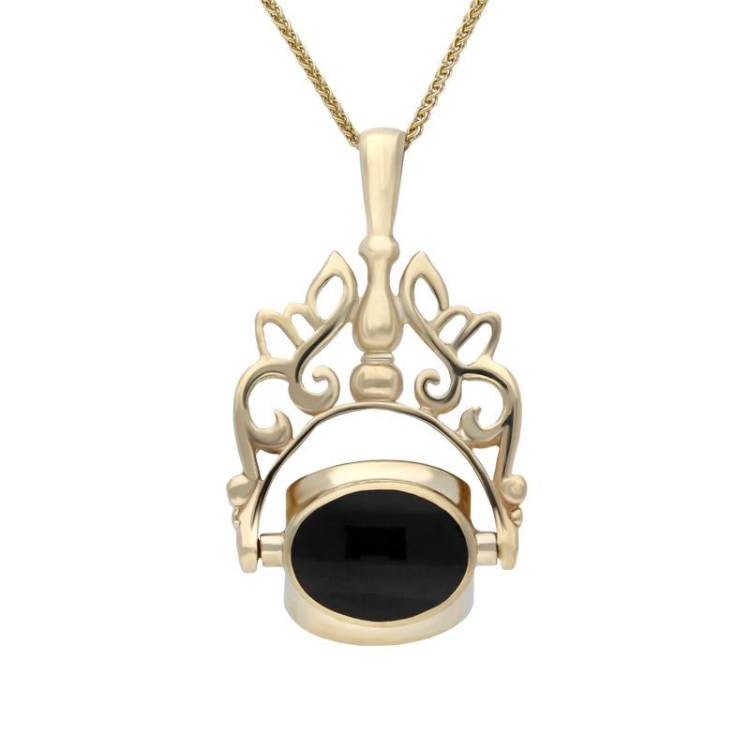 9ct Yellow Gold Whitby Jet Blue John Mother of Pearl Swivel Necklace - Yellow Gold