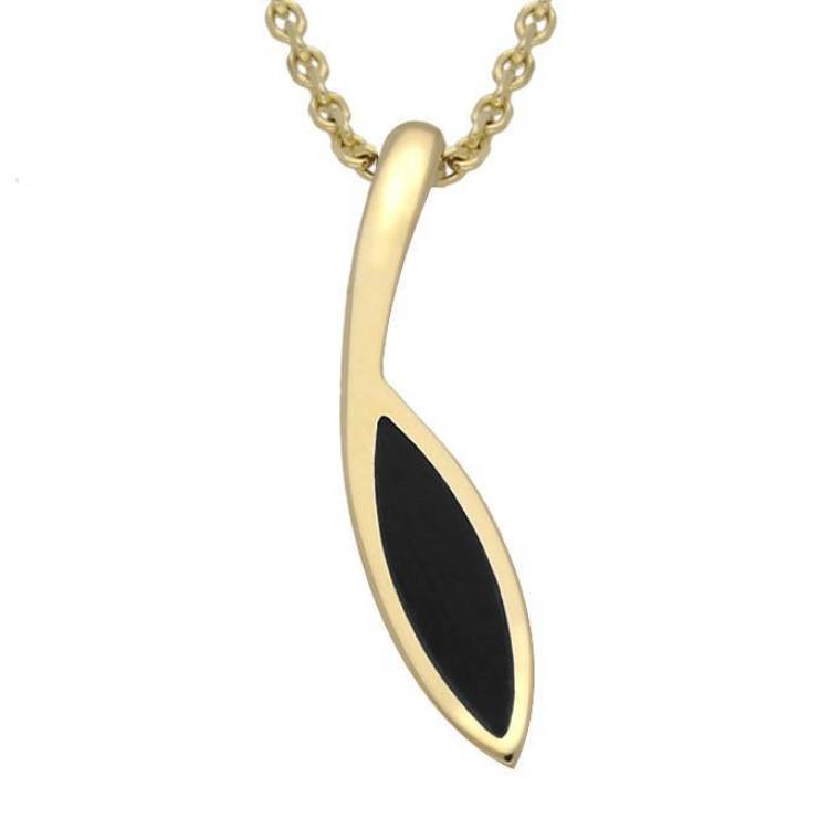 9ct Yellow Gold Whitby Jet Toscana Marquise Necklace - Yellow Gold