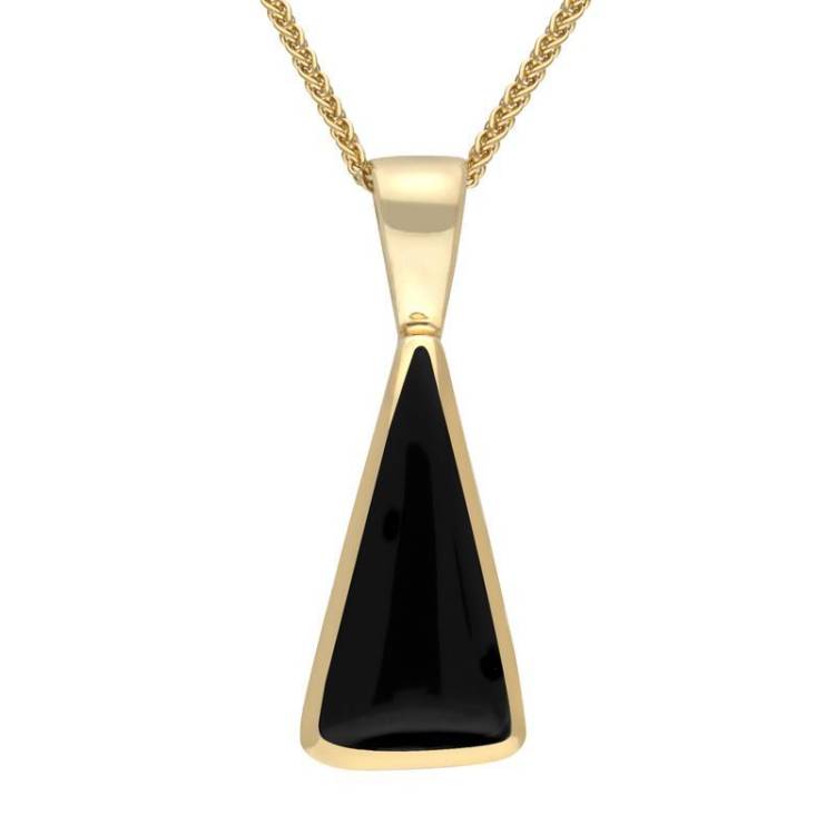 9ct Yellow Gold Whitby Jet Triangle Necklace - Yellow Gold