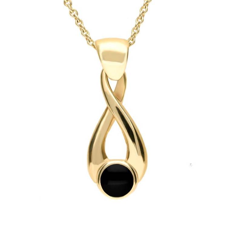 9ct Yellow Gold Whitby Jet Eternity Loop Necklace - Yellow Gold