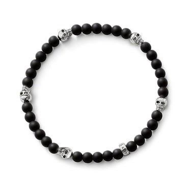 Thomas Sabo Rebel at Heart Obsidian Skull Bracelet - Medium