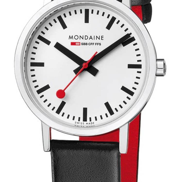 Mondaine Watch Classic Vegan Grape Leather - White