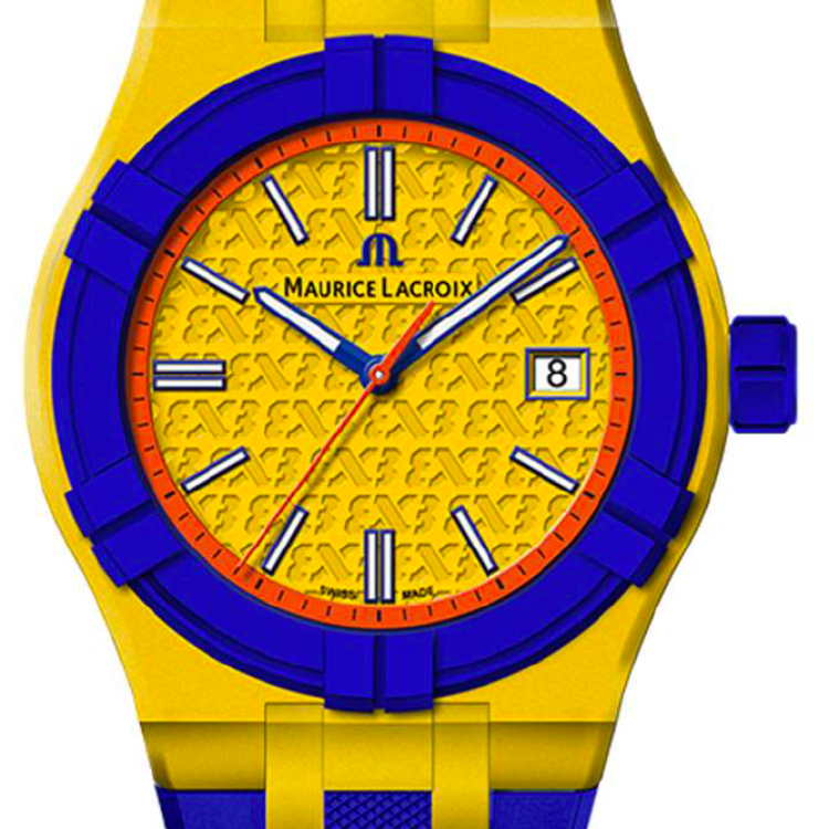 Maurice Lacroix Watch Aikon Quartz TIDE FIBA Yellow Blue Special Edition