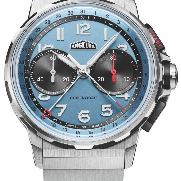 Angelus Watch Chronodate Titanium Storm Blue Bracelet