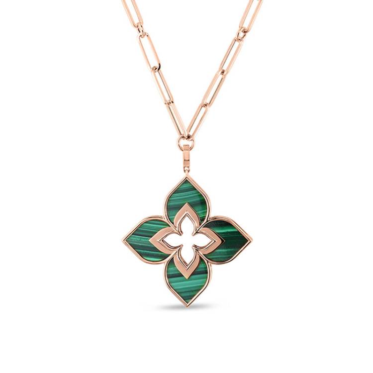 Roberto Coin Venetian Princess 18ct Rose Gold Malachite Necklace - Rose Gold