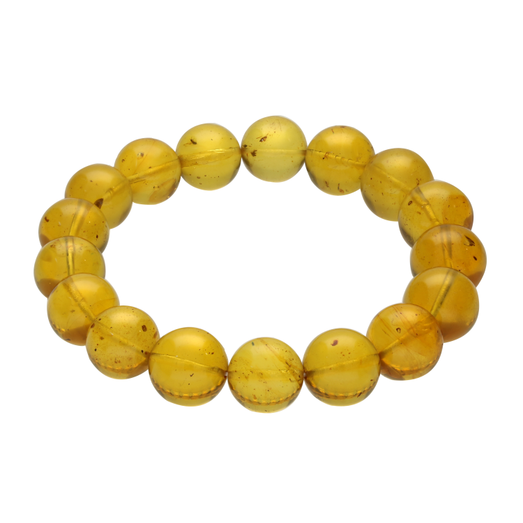 Amber Beaded Elasticated Bracelet - Silver
